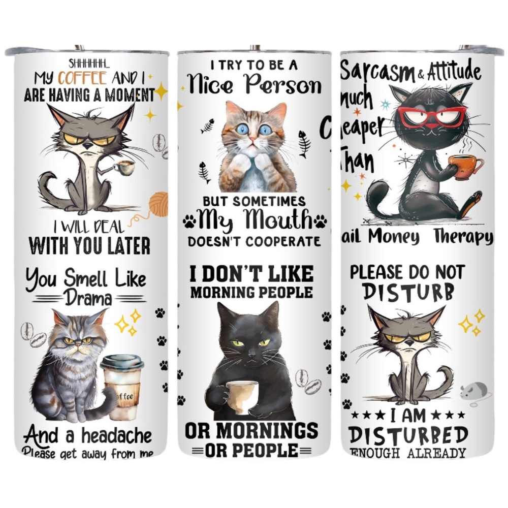 Moody Cat-Themed Tumbler